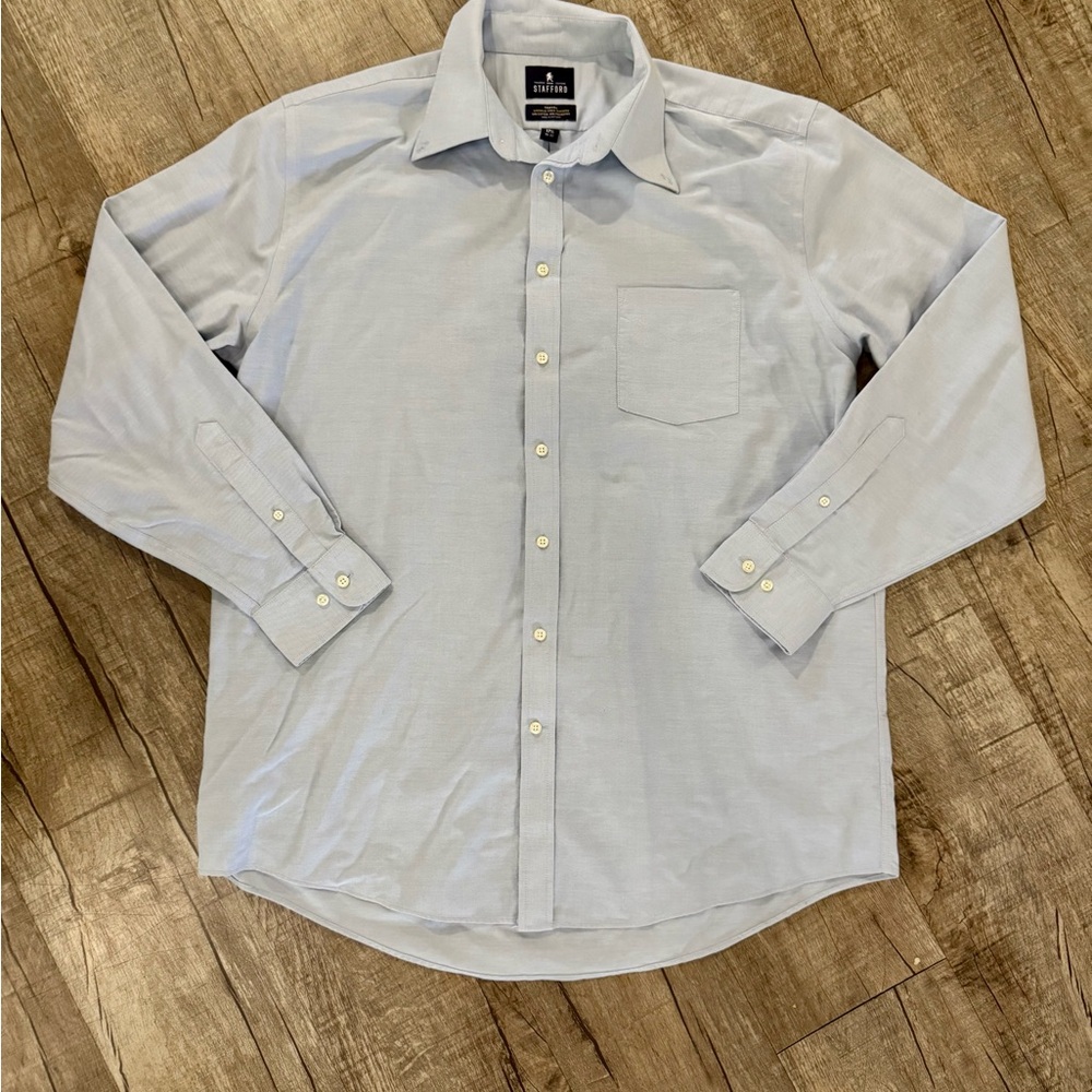 Men’s Stafford Tailored Culture Blue Button-Down Shirt 17.5 / 36–37